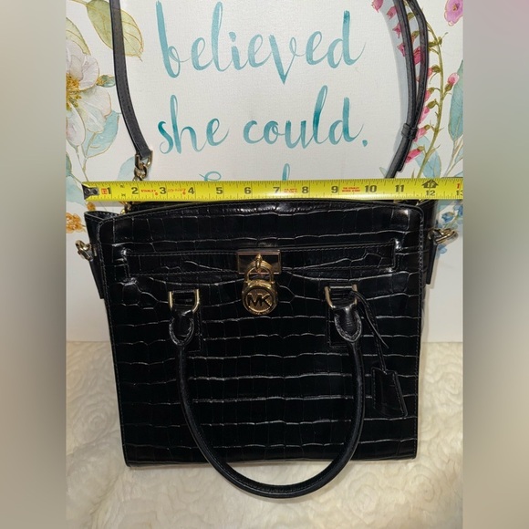 Michael Kors Hamilton Crocodile-Embossed Satchel - Picture 3 of 12